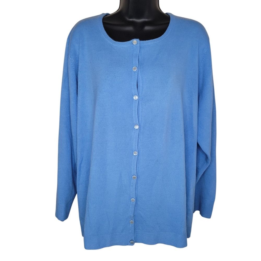 Lemon Grass Woman button-up Blue Cardigan Sweater Size 1x